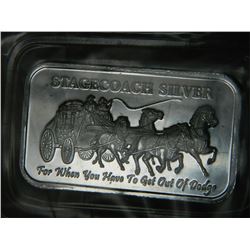 SILVER - 1 TROY OUNCE - FINE SILVER DIVISIBLE STAGECOACH BAR - DIVIDE INTO 1/4 TROY OUNCE BARS