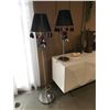 Image 2 : CHROME RED AND BLACK GLASS FLOOR LAMP AND TABLE LAMP SET
