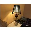 Image 2 : PAIR OF CHROME AND HANGING GLASS TABLE LAMPS