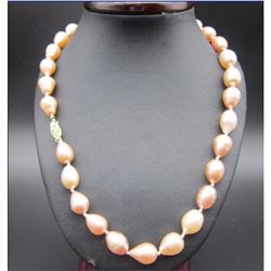Natural Pink 11-13mm South Sea Pearl Necklace 18" 14k Yellow Gold Clasp