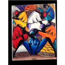 Haitian Farmers Market. Signed Original Painting, Colorful, Exciting and superbly done.