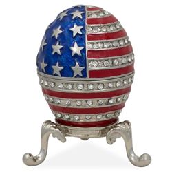 2.5" USA Flag Enameled Jeweled Faberge Inspired Egg