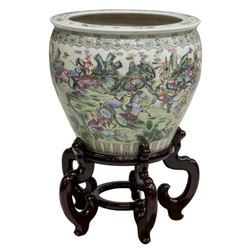 Chinese Famille Rose Enameled Porcelain Fish Bowl