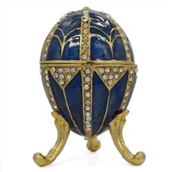 Faberge Inspired 2.75" Crystal Triangles Enameled Jeweled Royal Russian Inspired Egg