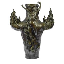 Genuine Bronze Metal Statue Nude Lady Girl Water Jug Vase Sculpture Statue Gift