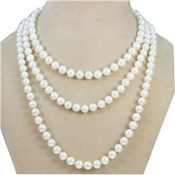 White Freshwater Cultured Pearl 7-8mm Necklace 50 Inches