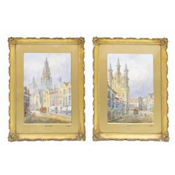 (2) E NEVIL (19TH C.) LOUVEN & ANTWERP WATERCOLORS