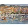 Image 4 : 20thc Signed Oil On Board, Harbor Houses & Boats
