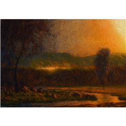 Original Oil Painting Landscape Signed On Canvas Vintage Antique Style 9095 Cole