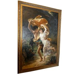 Monumental (91" x 61") Oil Painting by a Follower of Pierre Auguste Cot.