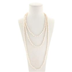 Designer White Fresh Water Pearl Strand Necklace