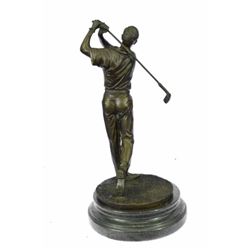 13" Tall Bronze Statue Vintage Golfer Golfing Trophy Bobby Jones Sculpture