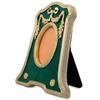 Image 1 : Faberge Rectangle with Oval Opening Green Enameled Guilloche Russian Antique Style Picture Frame