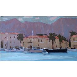 Original art oil painting Seascape Sunset Greece by Anna Gusarova