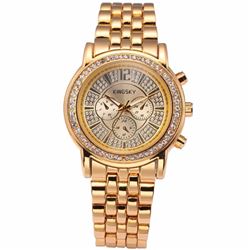 Lady's Gold & Crystal Quartz Bracelet Watch