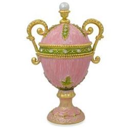 5.5" Amphora Pink Enamel Faberge Inspired Egg Figurine