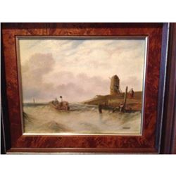 Signed Dutch Coastal Seascape, Oil Painting