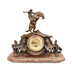 REMINGTON BRONCO BUSTER BRONZE CLOCK SCULPTURE