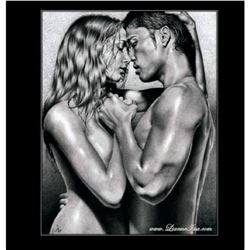 Fine Russian Artist "The Kiss" - Original Pencil Drawing By Lianne Issa