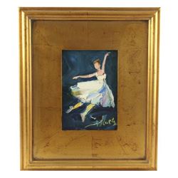 Signed Oil on Board Painting, Ballerina