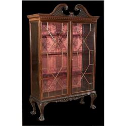Chippendale-style Mahogany Bookcase Cabinet