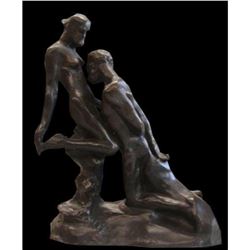 After Rodin, The Eternal Idol, Lovers, Bonded Bronze Replica Sculpture