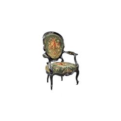 American Rococo Carved and Ebonized Armchair