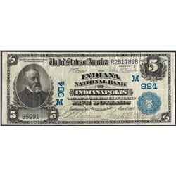 1902 PB $5 National Bank of Indianapolis, IN CH# 984 National Currency Note