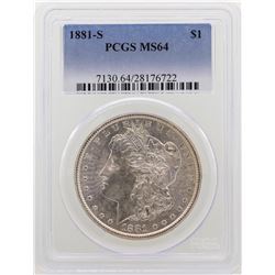 1881-S $1 Morgan Silver Dollar Coin PCGS MS64