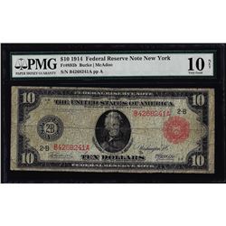 1914 $10 Federal Reserve Note Red Seal Fr.893b PMG Very Good 10 Net
