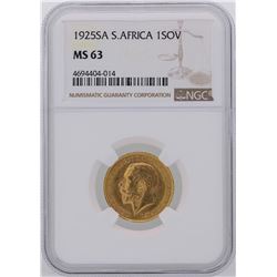 1925SA South Africa Sovereign Gold Coin NGC MS63