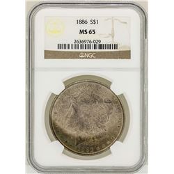 1886 $1 Morgan Silver Dollar Coin NGC MS65 Nice Toning