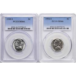 Lot of 1948-S & 1954-S Jefferson Nickel Coins PCGS MS66