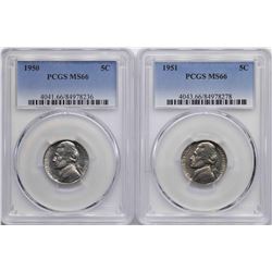 Lot of 1950-1951 Jefferson Nickel Coins PCGS MS66