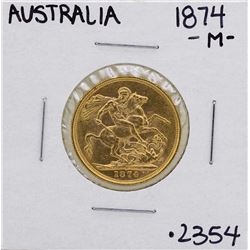 1874-M Australia Melbourne Queen Victoria Sovereign Gold Coin
