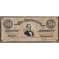 1864 $50 Confederate States of America Note
