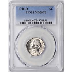 1940-D Jefferson Nickel Coin PCGS MS66FS