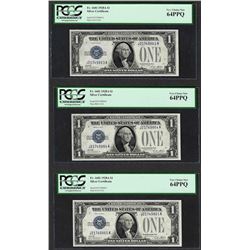 (3) Consecutive 1928A $1 Funnyback Silver Certificate Notes PCGS Very Choice New