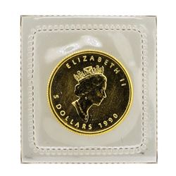 1990 $5 Canada Maple Leaf 1/10 oz. Gold Coin