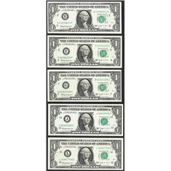 District Set of 1963B $1 Federal Reserve BARR Uncirculated Notes
