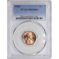 1955 Lincoln Wheat Cent Coin PCGS MS66RD