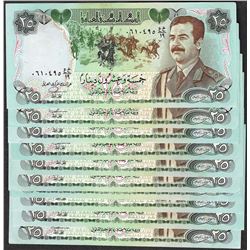 Lot of (10) Iraqi 25 Dinars Saddam Hussein Notes