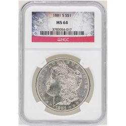 1881-S $1 Morgan Silver Dollar Coin NGC MS64
