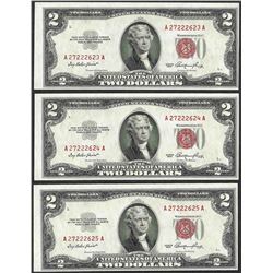 Lot of (3) Consecutive 1953 $2 Legal Tender Notes