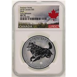 2018 Canada $5 Predator Series Wolf Silver Coin NGC MS70 Early Releases