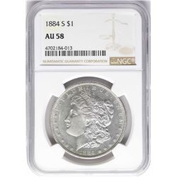 1884-S $1 Morgan Silver Dollar Coin NGC AU58