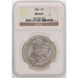 1886 $1 Morgan Silver Dollar Coin NGC MS64+