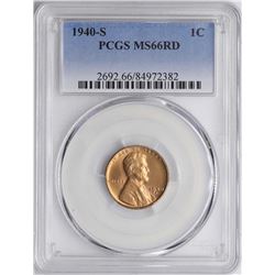 1940-S Lincoln Wheat Cent Coin PCGS MS66RD