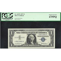 1957 $1 Silver Certificate STAR Note PCGS Superb Gem New 67PPQ