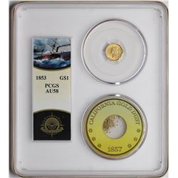 S.S. Central America Shipwreck 1853 $1 Liberty Head Gold Dollar Coin PCGS AU58